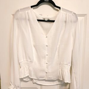 TOPSHOP White Ruffled Blouse